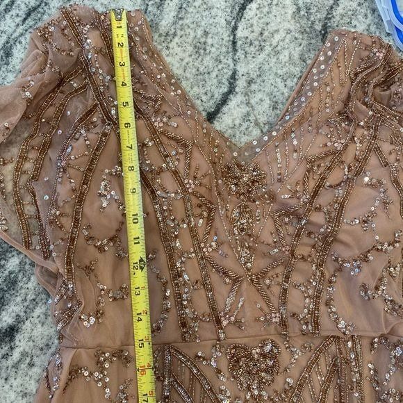 Christina Wu Beaded Rose Gold Size 16 Gown XL Dress Elegance 17943 - Picture 10 of 10